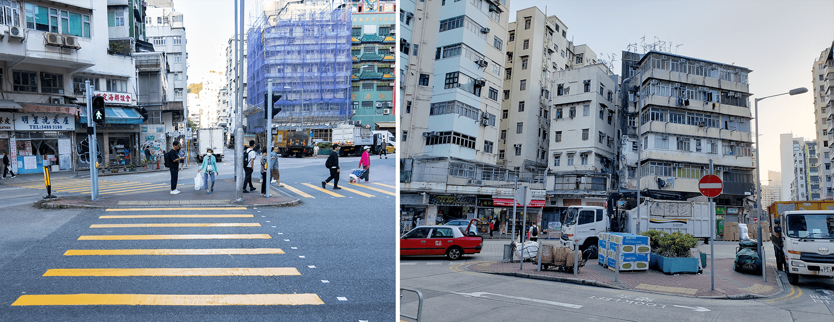 Two triangular traffic islands on Boundary Street.