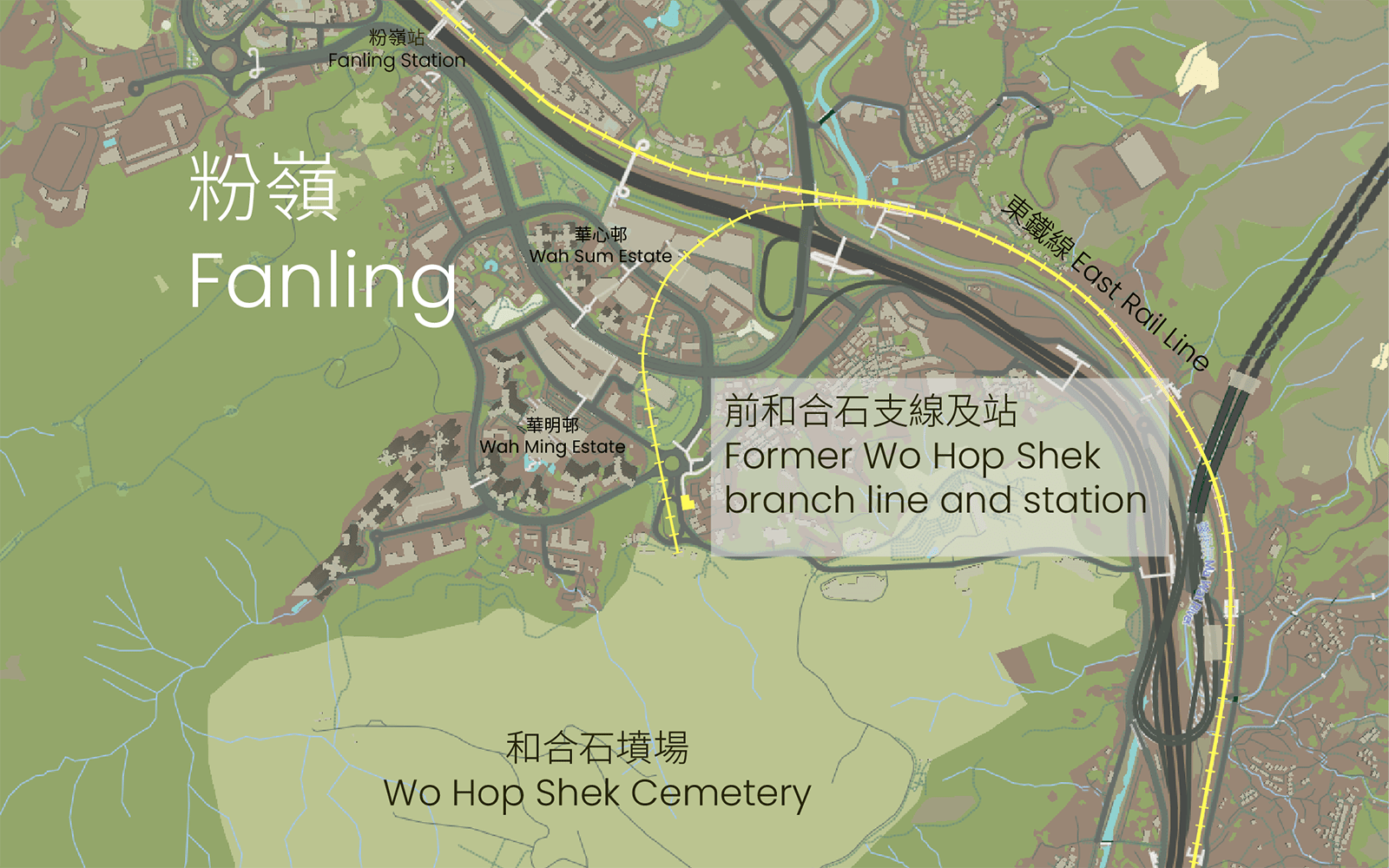 Map of Wo Hop Shek Branch line